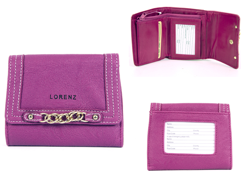(image for) 7457 PURPLE PU PURSE WITH POPPERED FRONT & CHAIN DETAIL